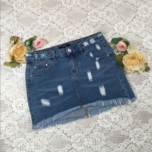 Forever 21 Blue Distressed Denim Skirt Size S